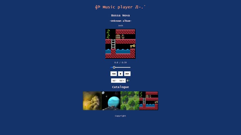 Capture d'écran du site Music Player